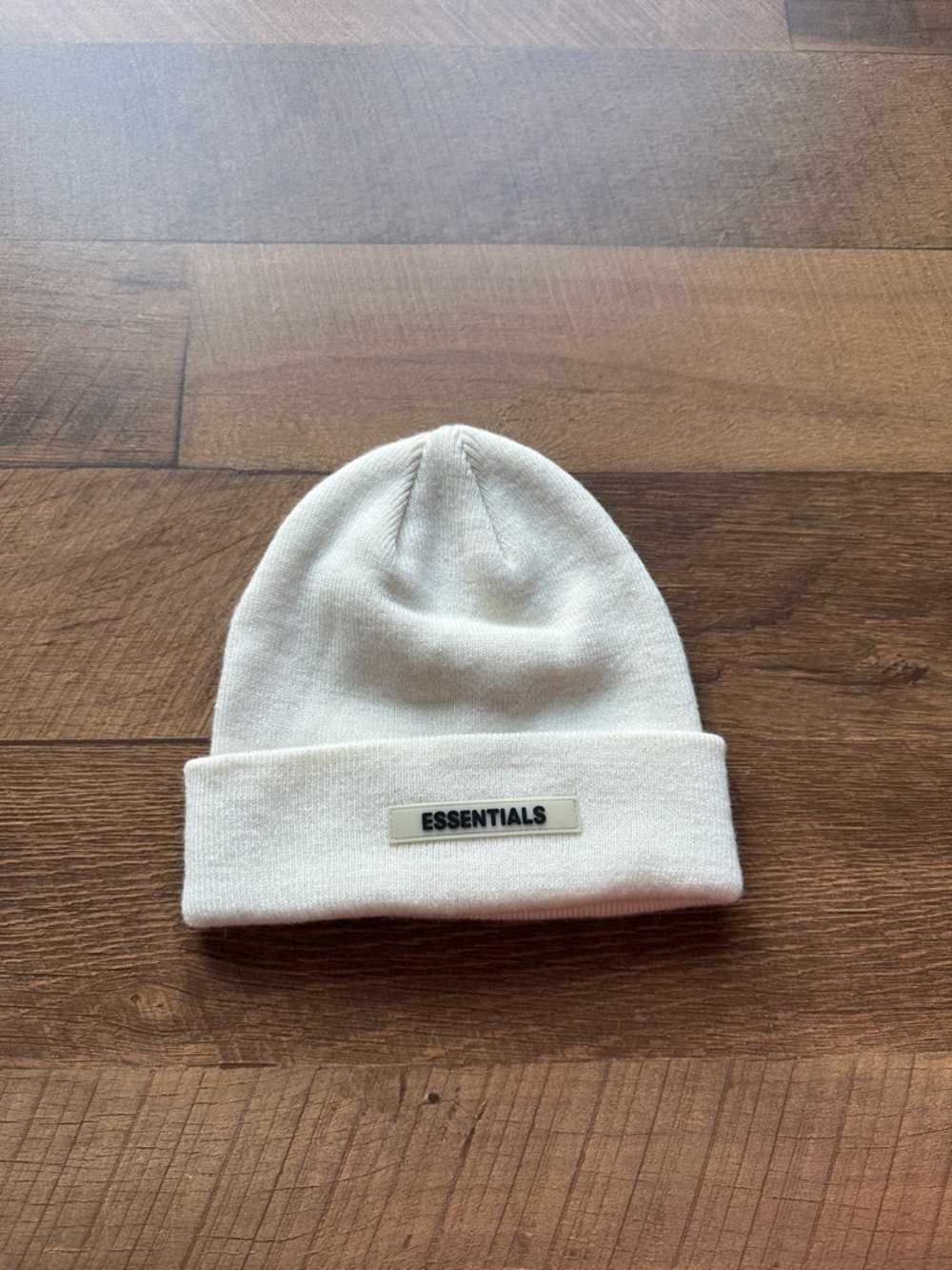 ESSENTIALS Cream Knit Cuffed Beanie
